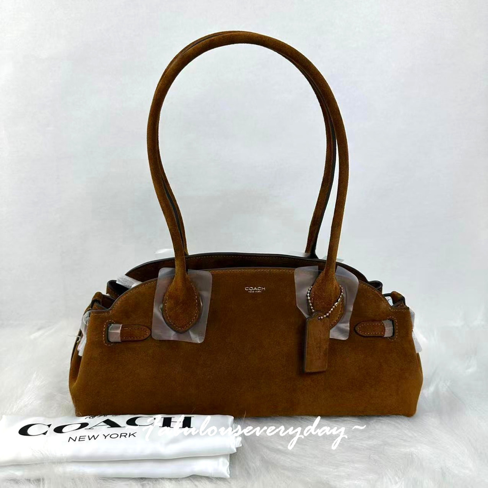 Coach Empire Carryall Bag 34 Shoulder Bag In Suede/Brass/Warm Brown CBN41 NWT